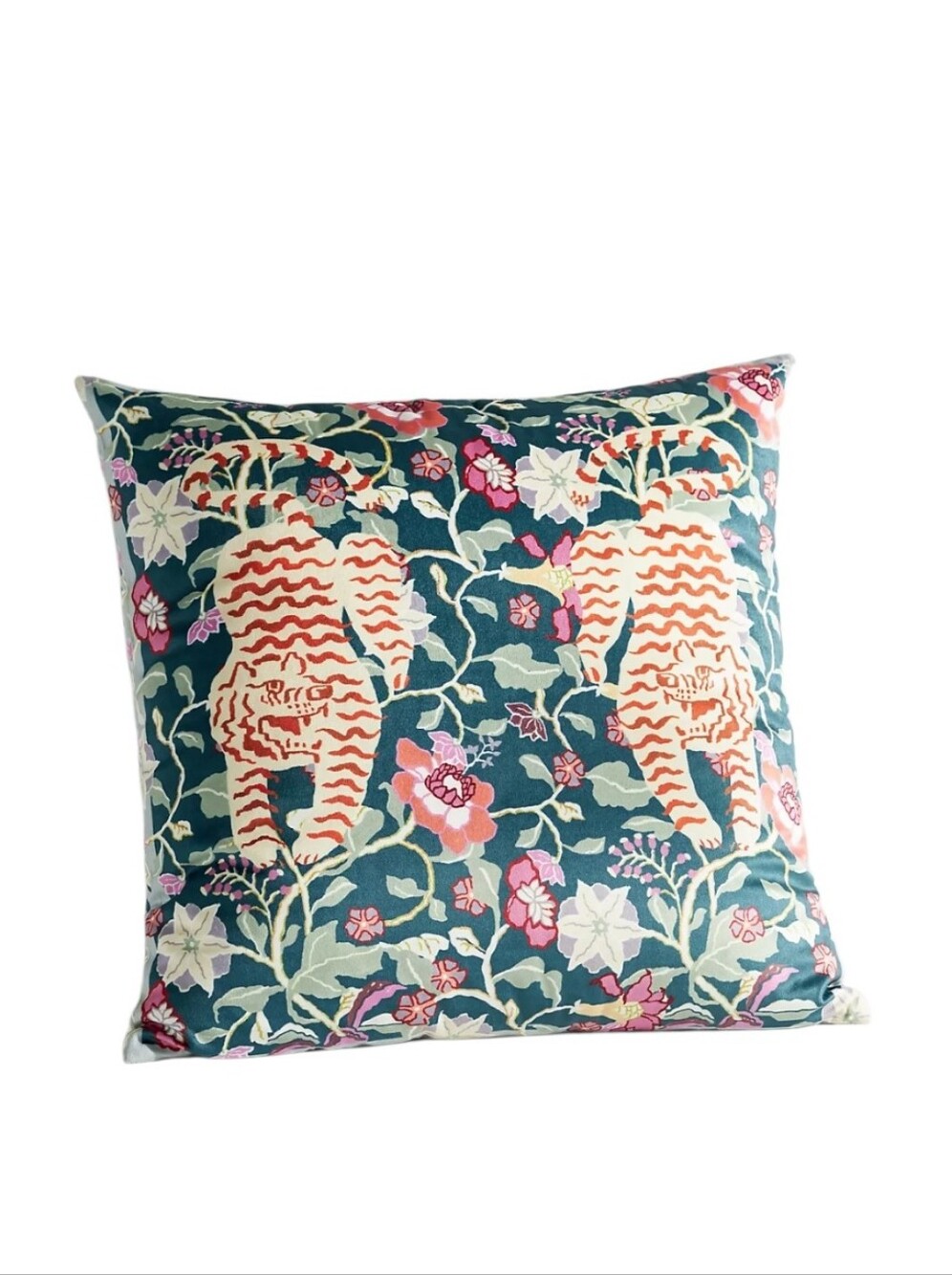 Anthropologie Millie Velvet Floral Tiger Throw Pillow